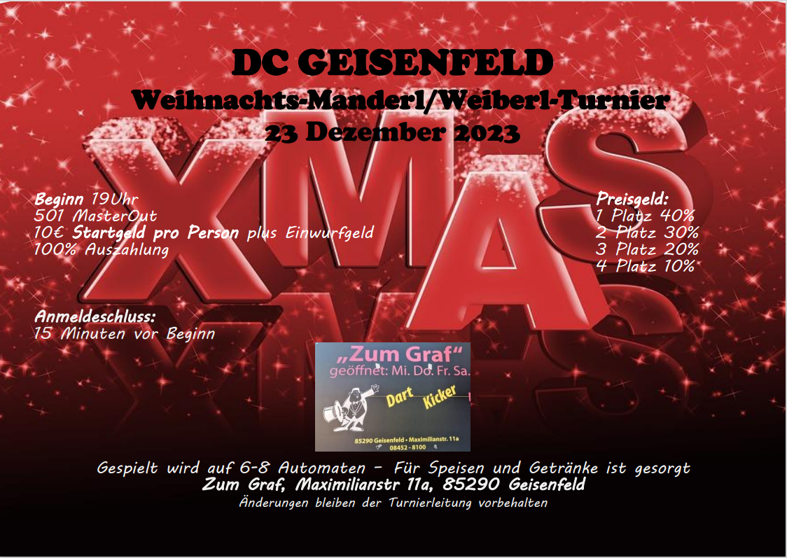 Flyer vom Maderl/Weiberl-Turnier am 23.12.2023